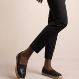 Vienne black leather espadrilles
