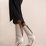 Vienne white leather boots