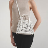 Mina 20 vienne circulaire white leather tote bag
