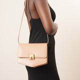 Le Papa beige box calf leather bag