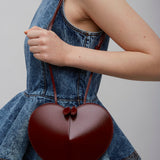 Le Coeur dark red leather crossbody bag