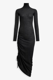 Sheer wool knit draped dress