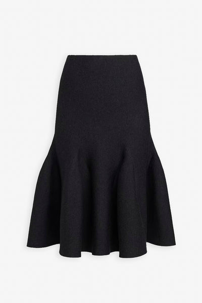 Dark brown sculptural knit midi skirt