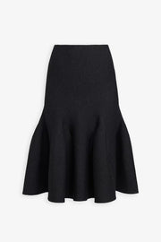 Dark brown sculptural knit midi skirt