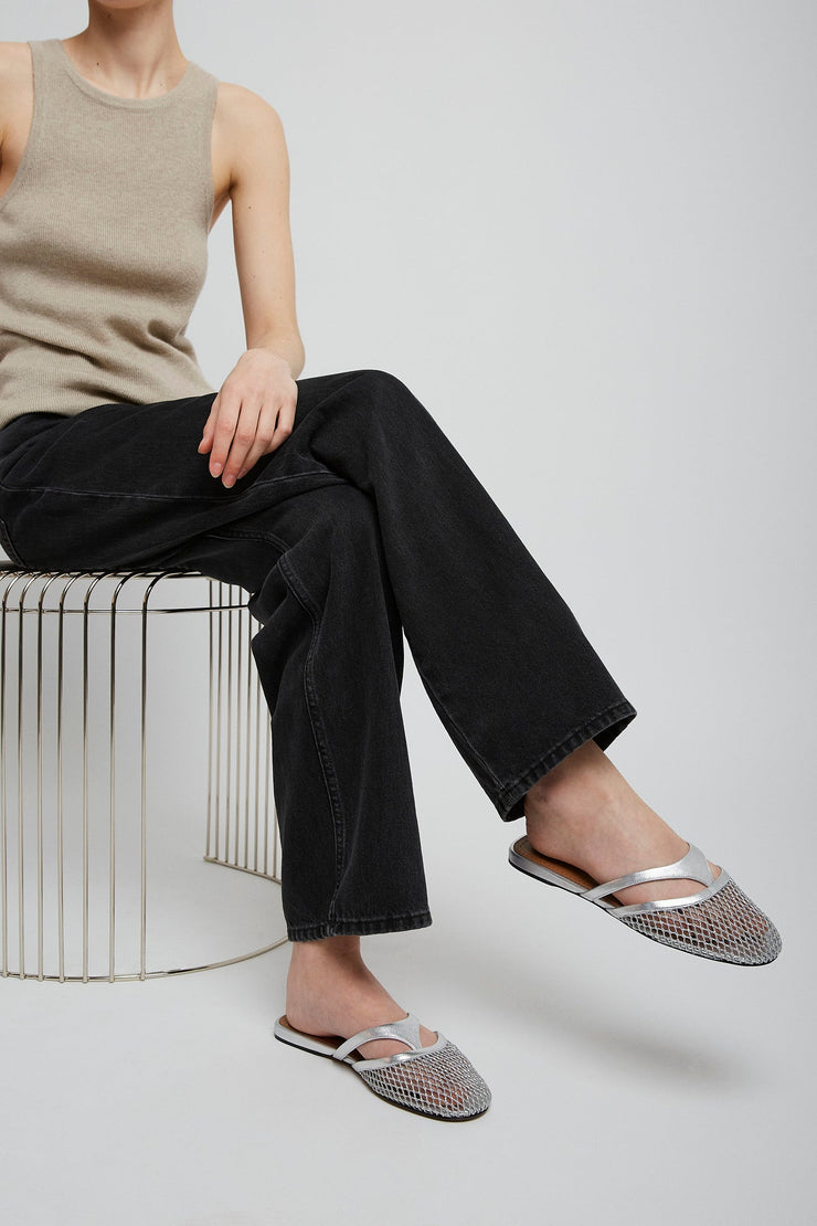 Infradito flat silver mules - Main Image