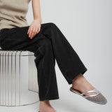 Infradito flat silver mules