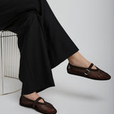 Brown mesh ballet flats