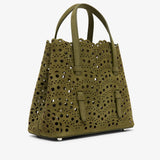 Mina 20 camouflage green suede tote bag