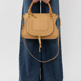 Marcie beige leather double carry bag