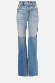 Flared patchwork jeans in denim