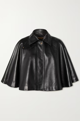 Short cape in soft nappa leather