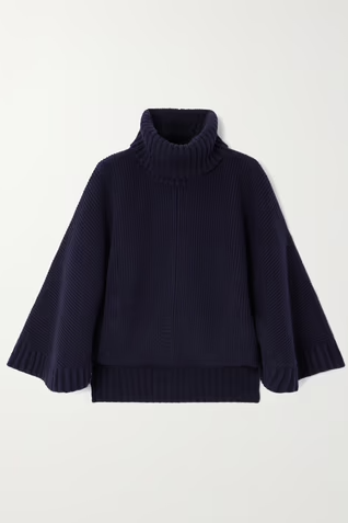 Short dark blue turtleneck cape