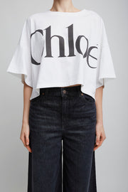 Cropped boxy cotton logo t-shirt