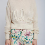Embroidered alpaca silk knit sweater