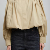 Gathered boule cotton gabardine jacket