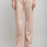 High-rise pink denim flare jeans