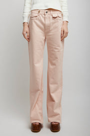High-rise pink denim flare jeans