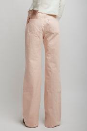 High-rise pink denim flare jeans