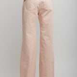 High-rise pink denim flare jeans