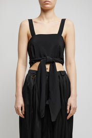 Cropped front-tie tank top