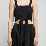 Cropped front-tie tank top