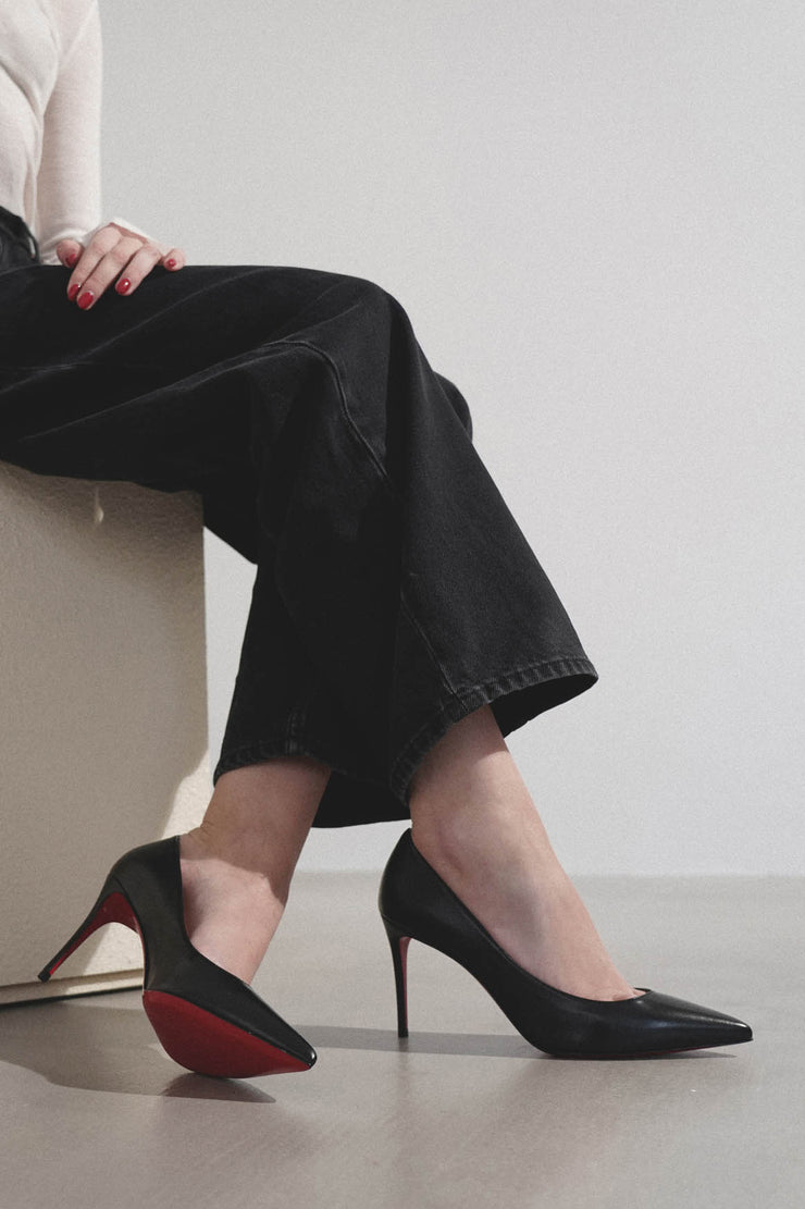Kate 85 black leather pumps