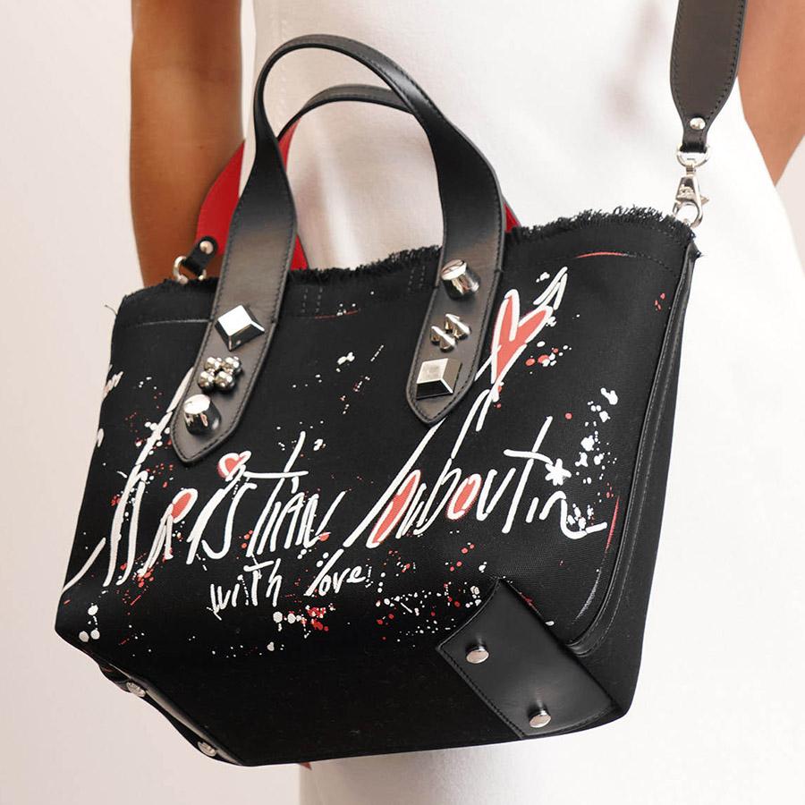 クリスチャンルブタン FRANGIBUS SMALL トートバッグ Frangibus Small printed canvas tote bag in black - Christian