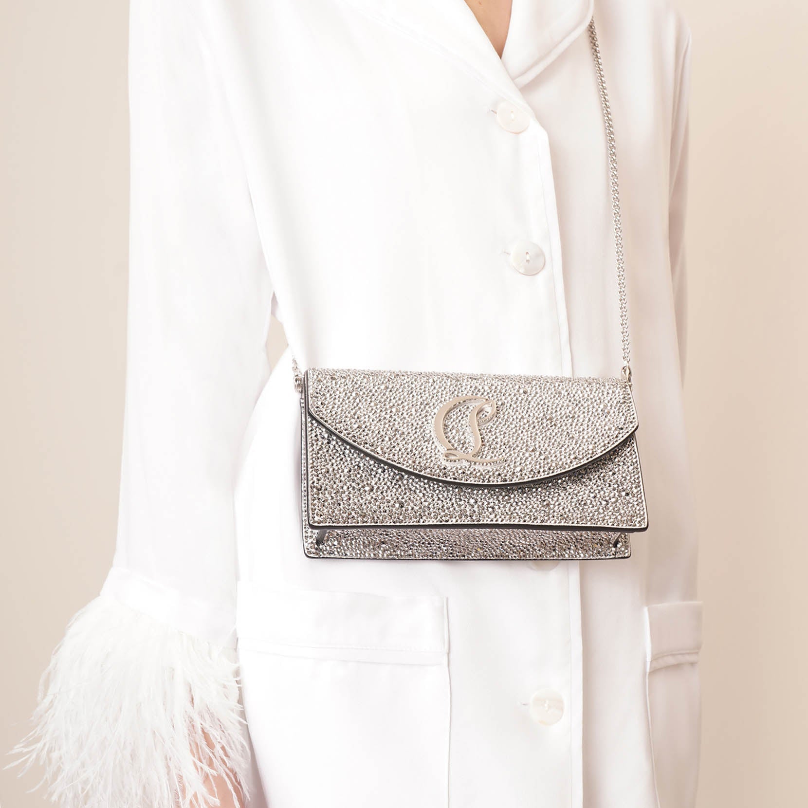 Christian Louboutin | Loubi54 small silver crystal crossbody bag