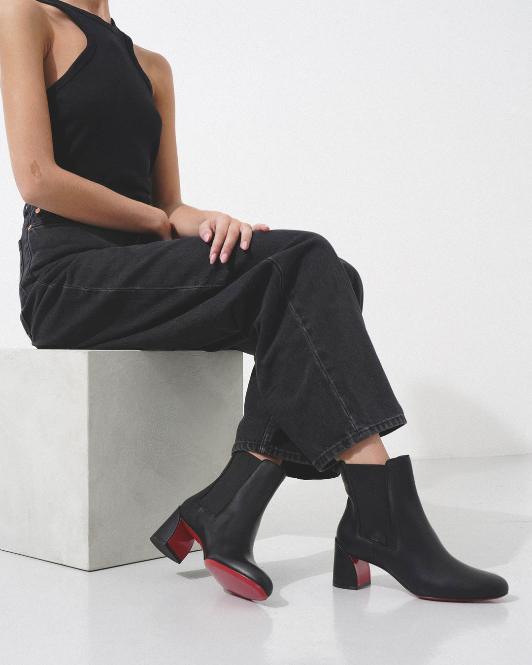 Christian Louboutin | Turelastic 55 black leather ankle boots