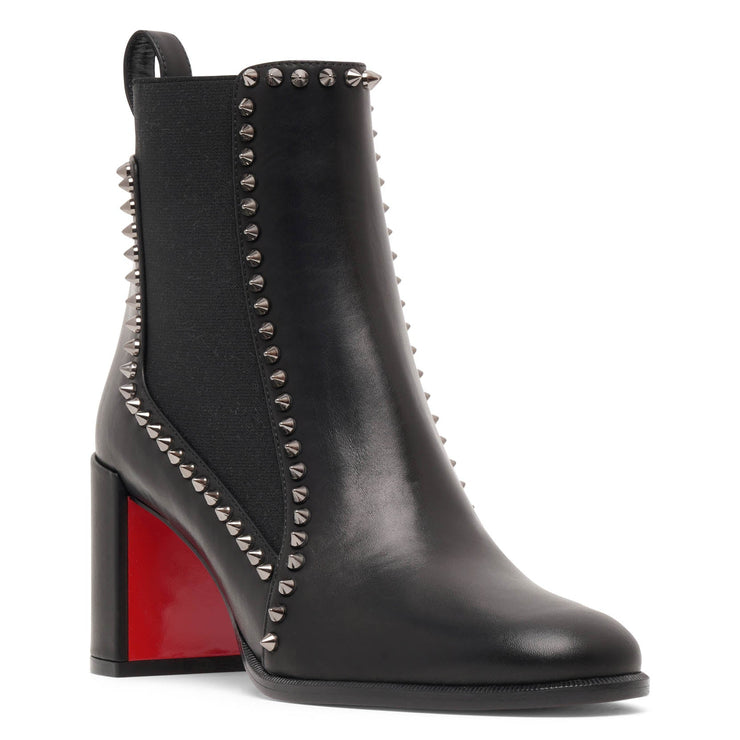 Out line 70 black leather spike ankle boots