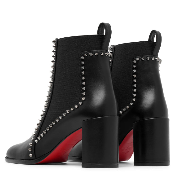 Out line 70 black leather spike ankle boots