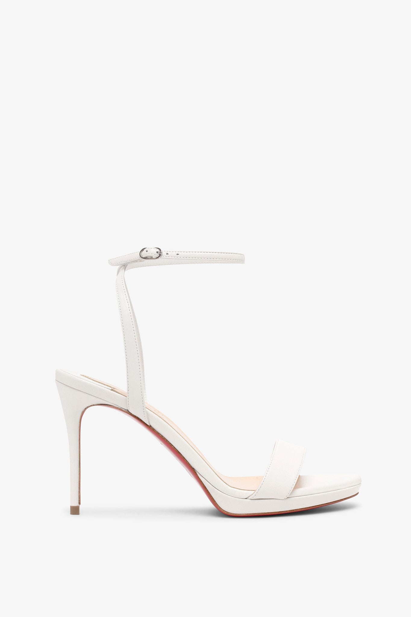 Loubi Queen 100 white leather sandals