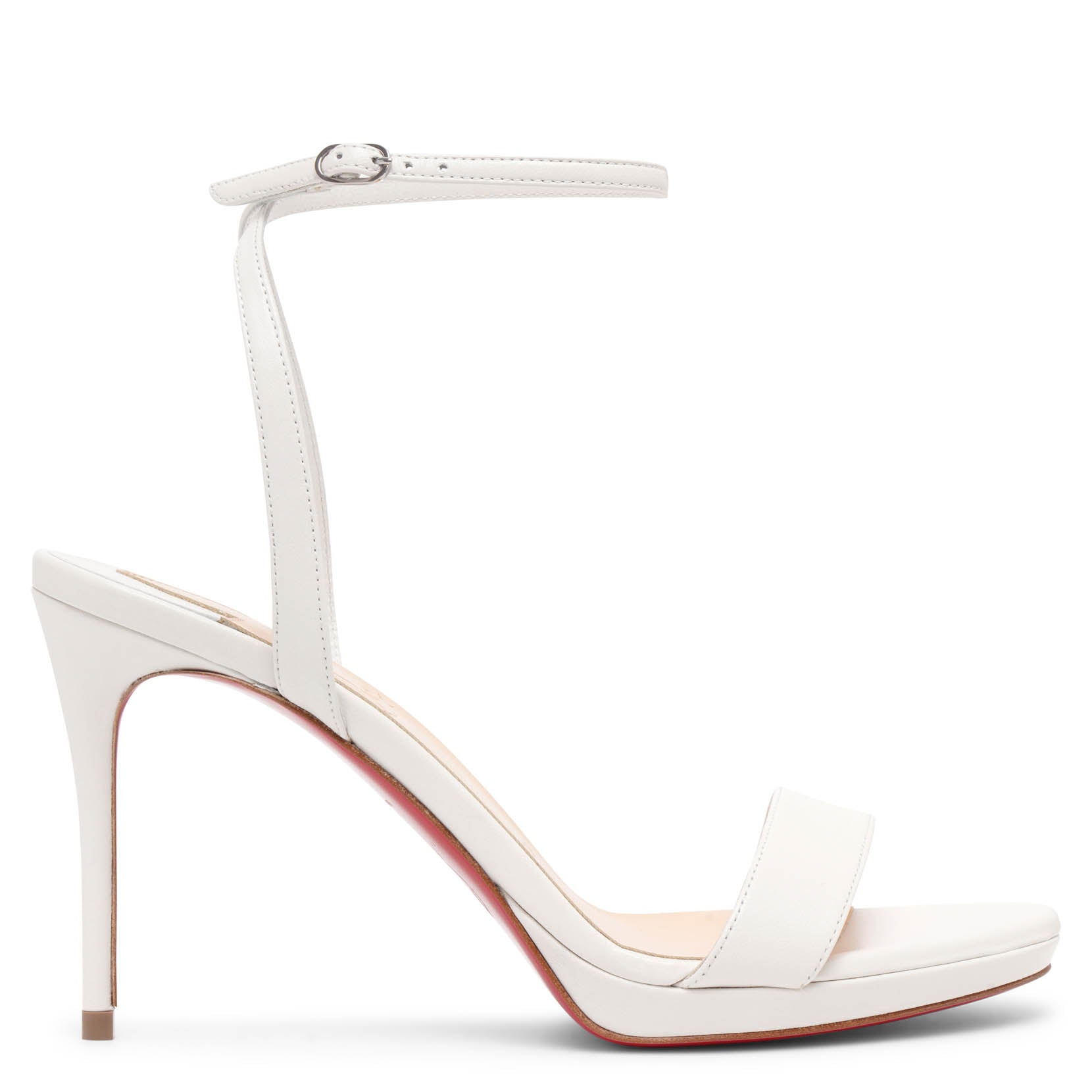 Christian Louboutin Loubi Queen 100 White Leather Sandals