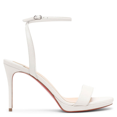 Loubi Queen 100 white leather sandals