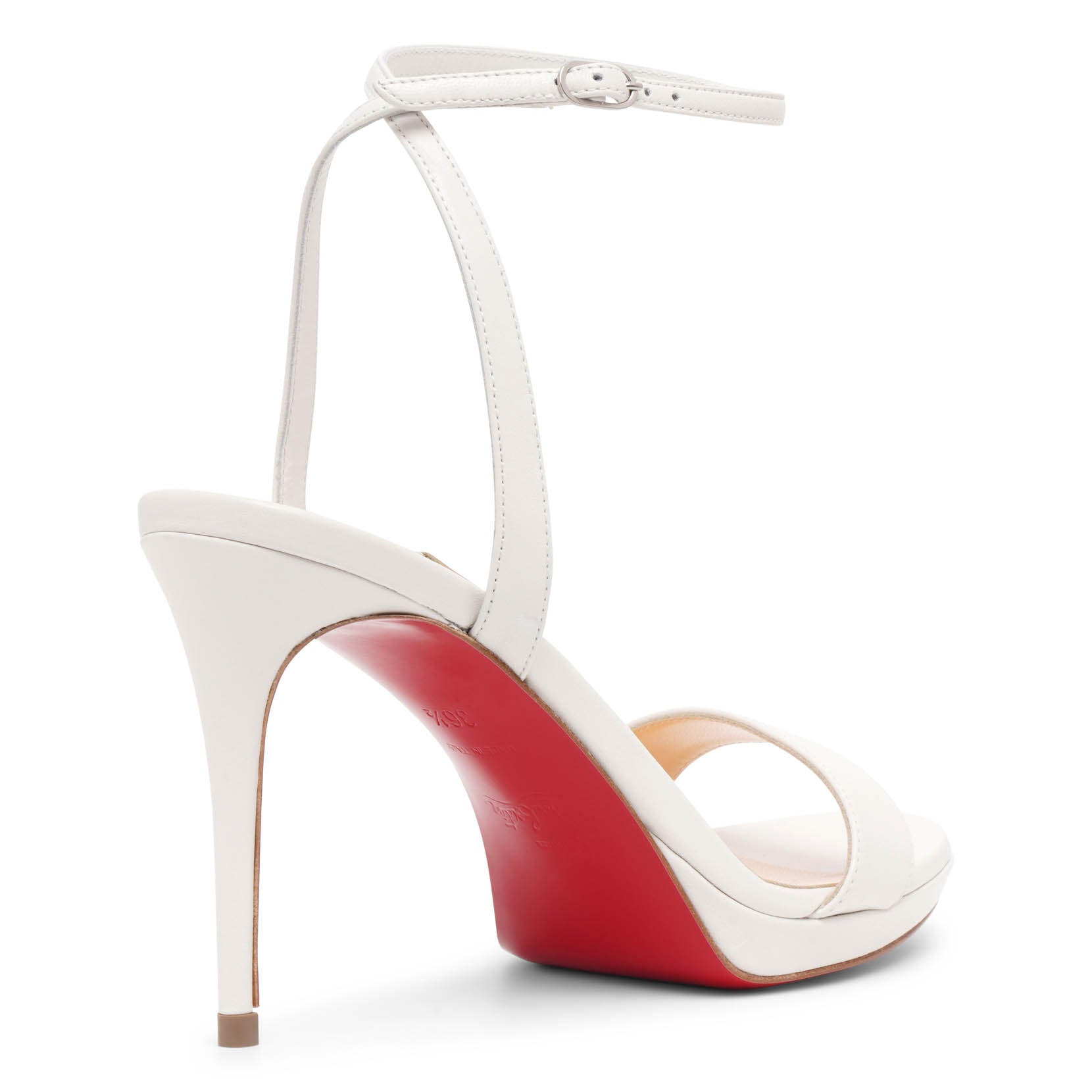 Loubi Queen 100 white leather sandals
