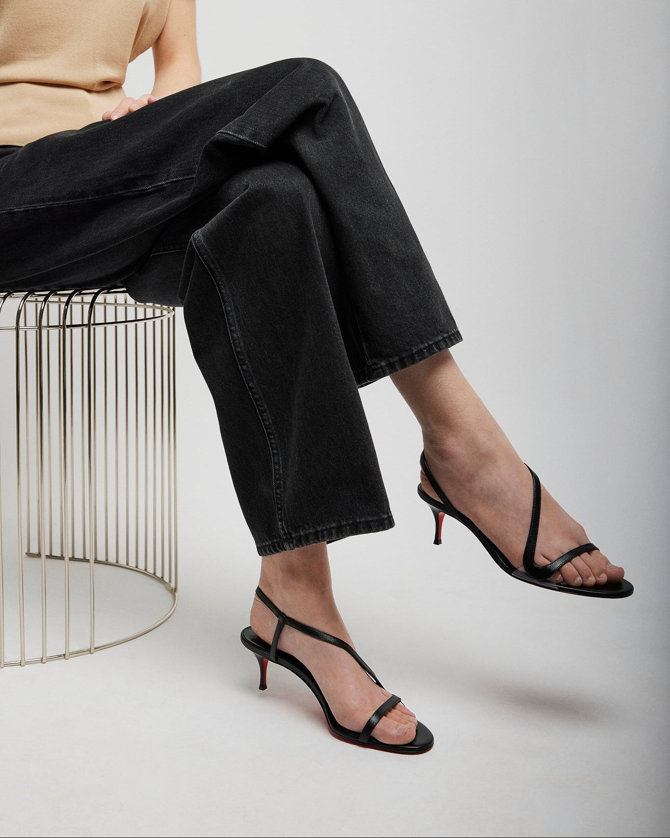 Christian Louboutin | Rosalie 55 black leather sandals | Savannahs