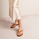 G Chain buckle embossed leather sandals