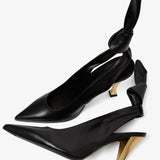 Beauw black sling pumps