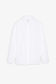 Oversized white shirt in poplin with open back