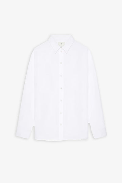 Oversized white shirt in poplin with open back