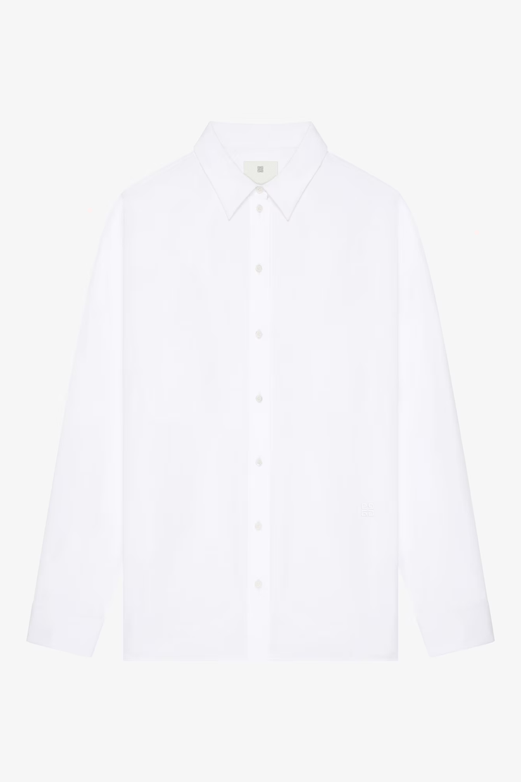 Oversized white shirt in poplin with open back