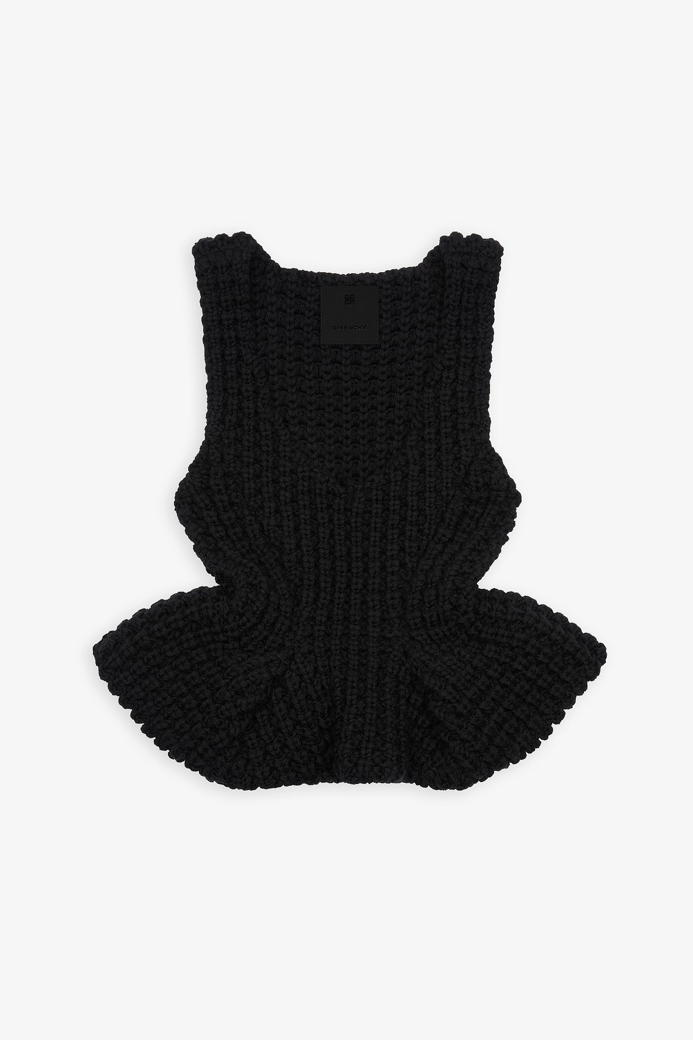 Givenchy | Slim fit peplum black top in waffle wool | Savannahs