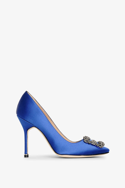 Manolo Blahnik | Hangisi 105 Royal blue satin pumps | Savannahs