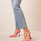 Begum sling crystal embellished pink satin pumps
