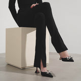 Rosie sling embellished black satin pumps