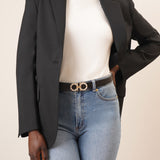 New Gancini crystal black leather belt