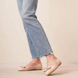 Varina nude leather ballerinas