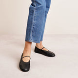 Elastic ballet black nappa slippers