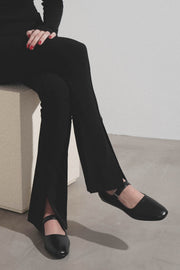 Ava black leather ballerinas