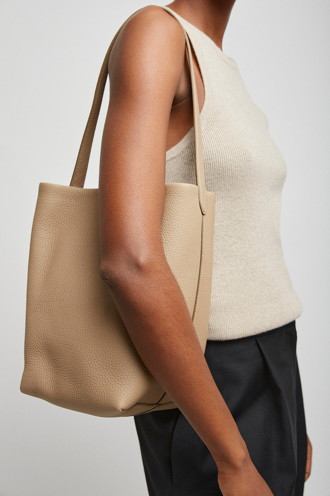 The Row | Medium N/S Park taupe grain leather tote bag